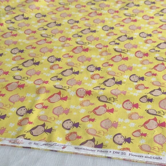 Free Spirit Fabric Flowers and Girls Fabric Quilting Cotton 25"x45" Remnant - Picture 3 of 3